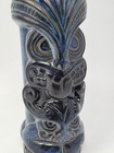 7  Blue Ceramic Tiki Mug Tribal Totem Face Raised Relief Polynesian Bar Decor