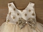 Gold Star Tutu Dress Girls 100 3-4 Years Tulle Sequin Bow Princess Party Formal
