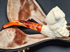 Unused Viking Carved Block Meerschaum Pipe With Case - 5 