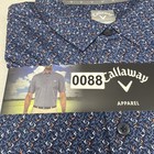 Callaway Opti   dri Geometric Polo Shirt Mens Large Blue Golf Performance Stretch