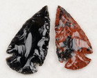 Two Black And Mahogany Obsidians 2 1  Spear Point Knife Blade Arrowhead I-544