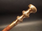 Vintage Antique Style Brass Wood Victorian Walking Stick Cane Spiral Carved 37 