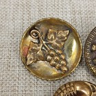 Antique Brass Button Lot 5pc Figural Grape Mirror Back Openwork Art Nouveau