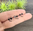 Black Cz Cubic Zirconia Studs 925 Sterling Silver Earrings - 3 Size Options