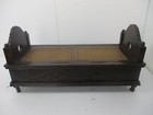 Antique 19th Century Wooden Breton Cradle Crib Turned Into Chest With Rush Seati