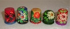 Beautiful Russian Wooden Hand Painted Set Of Five Thimbles   New