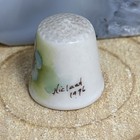 Thimble Bisque Hand Painted White Flower Signed Nicland