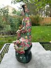 Chinese Vintage Porcelain Famille Ros Millefleurs Guan Yin Figurine 12 h
