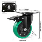 4 Pcs 5 Inch Heavy Duty Swivel Plate Caster Wheels Brake Polyurethane Green