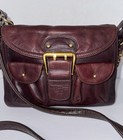 Vintage Ralph Lauren Brown Leather Satchel Convertible Saddle Bag Patch Pockets