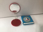 Coca Cola Hide-a-way Mirror Folds Up Plastic Red Case Metal Hinge 2 Mirrors