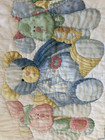 Vintage Handmade Baby Blanket Quilt Blue Pink Green Teddy Bear Dog Pig 