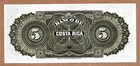 Costa Rica - 5 Pesos - 1899 - Reminder -  Ps163r - Uncirculated