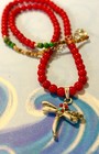 Navajo Sterling Silver Dragonfly White Buffalo Turquoise Pendant Coral Necklace