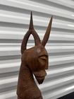 African Tribal Hand Carved Wood Female Horned Animal Sculptures