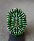 New Huge Navajo D Benally Sz 7 Ring Sterling   Green Sonoran Turquoise 23 Grams