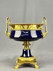 Antique French Sevres Style Cobalt-blue Ormolu-mounted Porcelain 16  Centerpiece