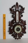 Antique Victorian French Black Forest Walnut Aneroid Barometer   Thermometer