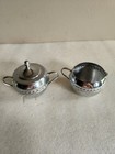 Vintage Irvinware Chrome Sugar Bowl With Lid And Creamer