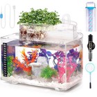 Betta Fish Tank Kit 3 Gallon Self Cleaning Aquarium W  Led Light Filter Heater