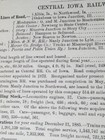 1886 Train Report Central Iowa Railway Northwood Marshalltown Oskaloosa Railroad