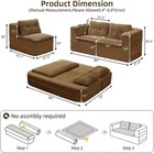 80  King Size Plush Corduroy Convertible Sectional Sofa Bed With Chaise   Blanke