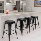 Hcy 24 Inches Metal Bar Stools Set Of 4 Backless Counter Height Black