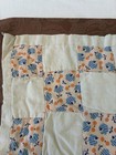 Vtg 1930s Feed Sack Doll Quilt 16x17 Checkerboard Patchwork Hand Tied Blue Pink