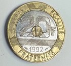 1992 France 20 Franc Tri-metallic Coin  Le Mont St Michel Castle In Normandy