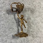 Antique French Ornate Gilt Bronze Putti Grape Cherub Angel Figural Candle Holder