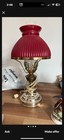 Fenton Cranberry Opalescent Swirl Glass Student Lamp 