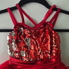 Weissman Sequin Dance Leotard Dress Red Silver Sparkle Costume Xsc