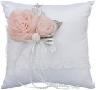 White Satin Flower Girl Basket With A Satin Wedding Ring Pillow New