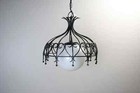 Vintage Mid Century Modern Italian Wrought Iron Globe Hanging Lamp