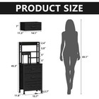 Furnulem Tall Night Stand 3 Fabric Drawers And Led Lights Nightstand Bookshelf