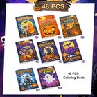 48 Pcs Halloween Coloring Book For Kids Adorable Animals Spooky Painting Book
