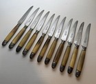 11 Antique Medaille D   or 1878 La Trompette French Dinner Knives Horn 8 25    As Is