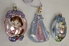  rare  2002 Disney Store Blown Glass Princess Christmas Ornament Lot Of 3 