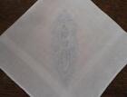 Vtg Madeira Blue Monogram G Wedding Hanky Ornately Embroidered Hand Rolled