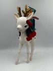 Vtg Christmas Pixie Riding Reindeer Chenille Limbs Elf Knee Hugger Kitschy Mcm