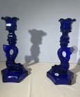 Vtg Viking Cobalt Blue Koi Candle Holder
