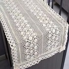 15 x47  Vintage Cotton Handmade Crochet Lace Table Runner Dresser Scarf Doilies