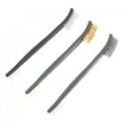 3x Small Wire Brush Set Clean Brushes Steel Brass Nylon Metal Rust Paint Remover