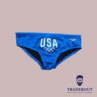 H e arts Team Usa Logo Custom Print Speedo Men Blue 3  Swim Brief Size 32 34 36