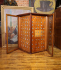 Antique Display Case Apothecary Cabinet Tiger Oak Locker Tags Keys Vintage Wood