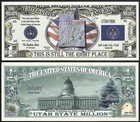 Utah State Million Dollar W Map  Seal  Flag  Capitol - Lot Of 10 Bills 