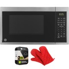 Ge Countertop Microwave Oven 900w 0 9 Cu  Ft Steel   2 Year Warranty   Oven Mitt