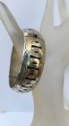 Vtg Taxco Signed  tm-143  Sterling Silver Large Hinged Cuff Bracelet Cut-work