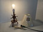 Vintage Mid Century Nautical Ship s Wheel Helm Lamp Turns   Shade Free Shipping