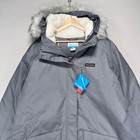 Columbia Sutter Insulated Long Jacket Womens 2x Gray Nwt Hooded Fur Omni Heat